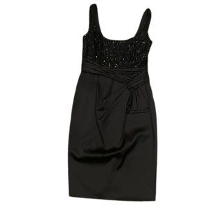 NTW David Meister Black Silk Sequin Dress